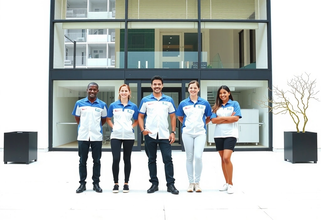 PureZone Cleaning Agency team in front of their Kensington office building