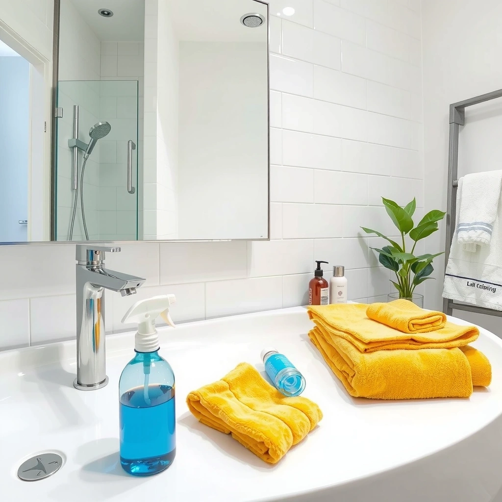 Bathroom cleaning service with sanitized surfaces