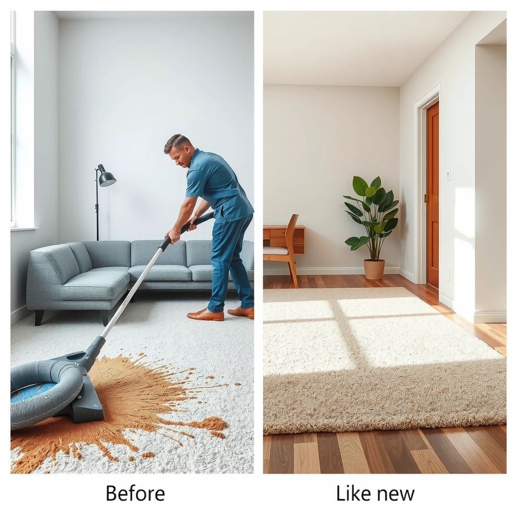 Carpet and upholstery cleaning showing before and after