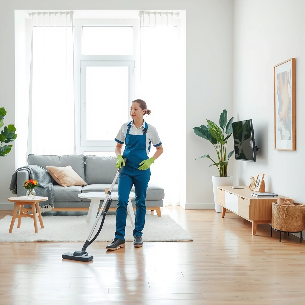 Professional residential cleaning service in action